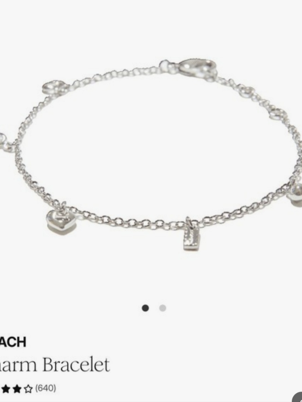 Coach Silver-Tone Heart & Crystal Charm Bracelet And Heart Charm Neclace BOGO